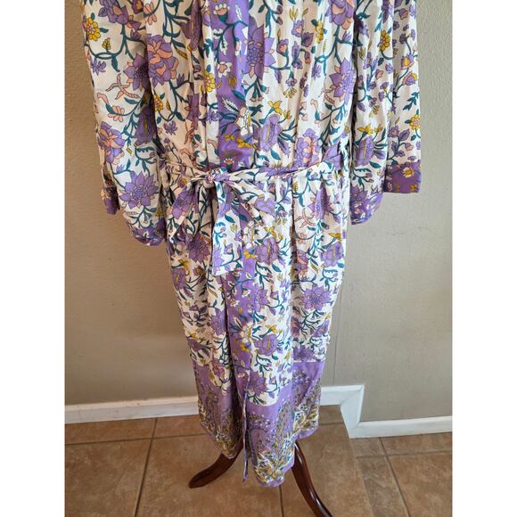 NWT World Market Purple Floral Robe One Size Pockets - Picture 4 of 6